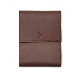 Porte chéquier "Luxe" tout cuir marron - talon latéral - PM-030-01