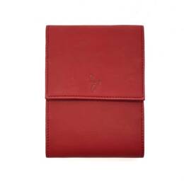 Porte chéquier "Luxe" tout cuir rouge - talon latéral - PM-030-01