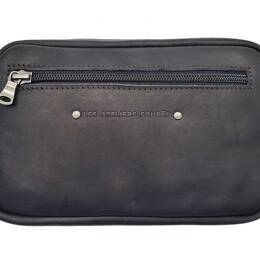Sacoche à bandoulière double compartiment en cuir noir - 9400