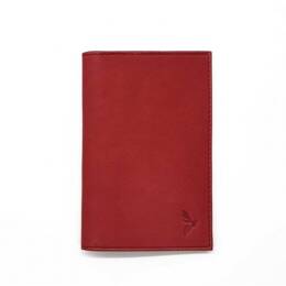 Protège passeport "Luxe" en cuir rouge - simple 2 volets - PM-032-01