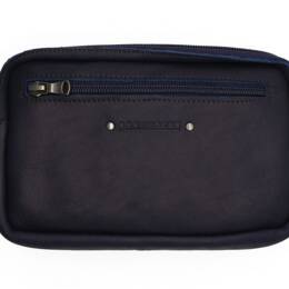Sacoche à bandoulière double compartiment en cuir marine - 9400