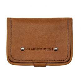 Porte-monnaie carré en cuir fauve - 9247