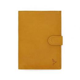 Portefeuille en cuir souple miel - 15 cm, 2 volets avec patte -
