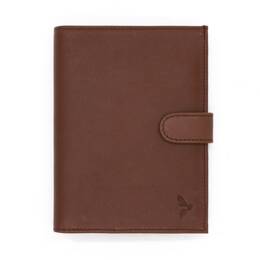 Portefeuille "Luxe" en cuir marron - 15 cm, 3 volets avec patte -