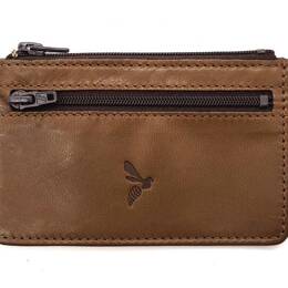 Porte-monnaie simple 2 zip "Luxe" tout cuir marron - PM-044-01