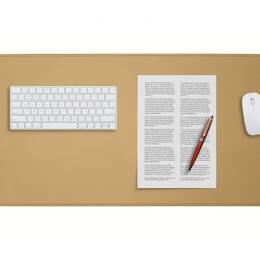 Grand sous-main en cuir beige café latte - 80x40 cm