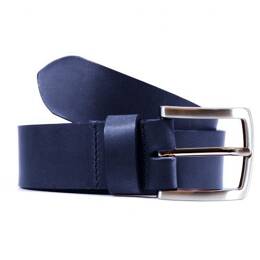 T110cm - Ceinture cuir 40mm bleu marine, boucle aux belles lignes
