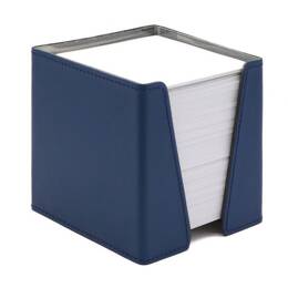 Cube à mémos en cuir bleu cobalt