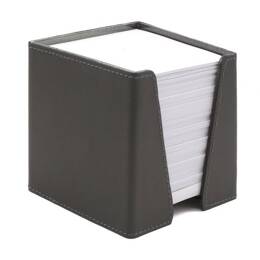 Cube à mémos en cuir gris fer