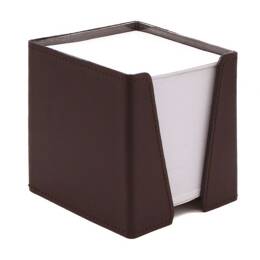 Cube à mémos en cuir marron foncé