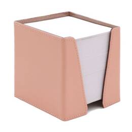 Cube à mémos en cuir rose