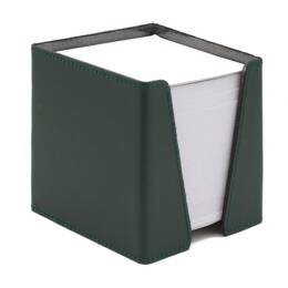 Cube à mémos en cuir vert anglais