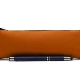 Grande trousse triangle en cuir gold