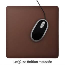 Tapis souris cossu en cuir marron
