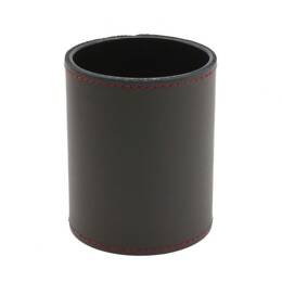 VP - Pot à crayons en cuir gris avec piqure rouge