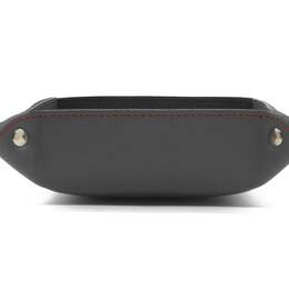 VP - Vide poche en cuir gris avec piqure rouge