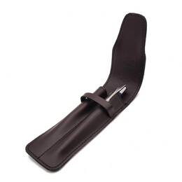 Etui 2 stylos en cuir marron foncé - ET502