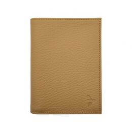 Portefeuille en cuir grainé beige - 13 cm - PM-028-05