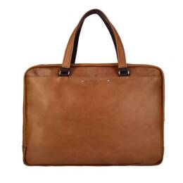Cartable business fin en cuir fauve - 2 poignées - 9515