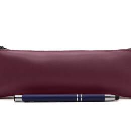 Grande trousse triangle en cuir bordeaux