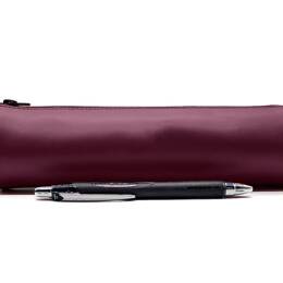 Grande trousse ronde en cuir bordeaux