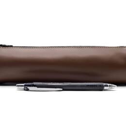 Grande trousse ronde en cuir marron