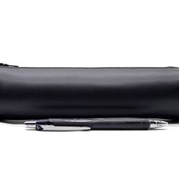 Grande trousse ronde en cuir noir