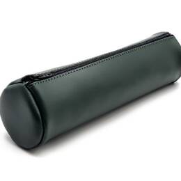 Grande trousse ronde en cuir vert anglais