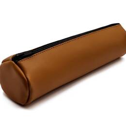 Grande trousse ronde en cuir gold