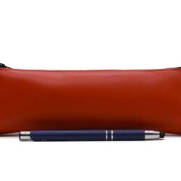 Grande trousse triangle en cuir rouge coquelicot