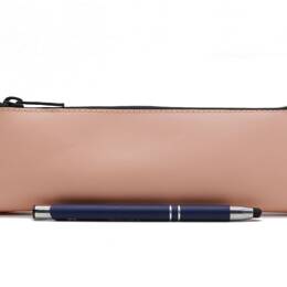 Grande trousse triangle en cuir rose