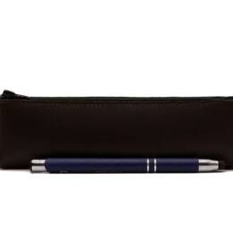 Petite trousse triangle en cuir marron foncé