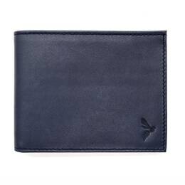 Portefeuille "Luxe" en cuir bleu - 12 cm 3 volets à l'italienne -