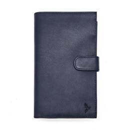Compagnon "Luxe" en cuir bleu - double avec patte - PM-027-01