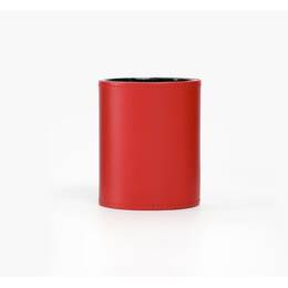 Pot à crayons en cuir rouge coquelicot