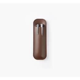 Etui 2 stylos en cuir marron - ET504