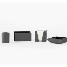 Coffret accessoires de bureau en cuir gris - COF acc.1
