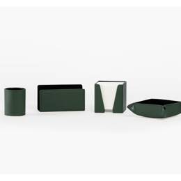 Coffret accessoires de bureau en cuir vert - COF acc.1