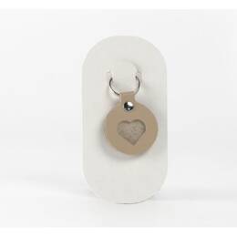 Porte-clé en cuir Rond Coeur - 03-015-01