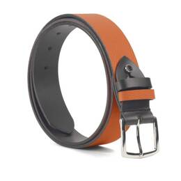 Ceinture reversible cuir noir et orange