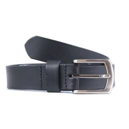 T85cm - Ceinture cuir noir boucle discrete finition acier 4053