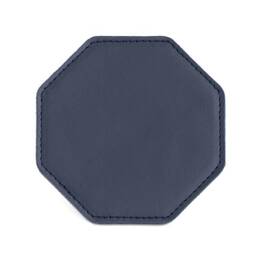 Sous-Verre octogonal en cuir bleu cobalt, set de 6