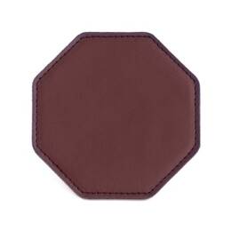 Sous-Verre octogonal en cuir bordeaux, set de 6