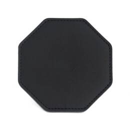 Sous-Verre octogonal en cuir noir, set de 6
