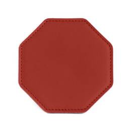 Sous-Verre octogonal en cuir rouge coquelicot, set de 6