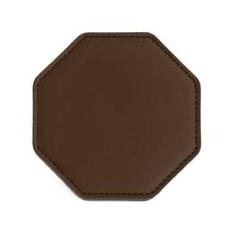 Sous-Verre octogonal en cuir marron foncé, set de 6