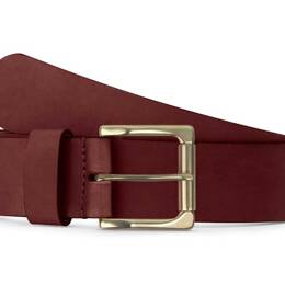 Ceinture cuir cannelle, boucle carrée, classique, en laiton - 40mm -