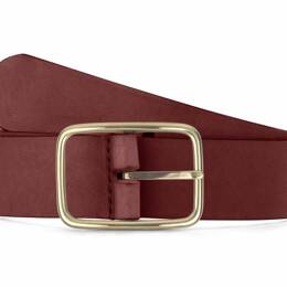Ceinture cuir cannelle, boucle rectangulaire, classique, en laiton -