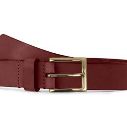 Ceinture cuir cannelle, boucle carrée, classique, en laiton - 30mm -