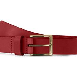 Ceinture cuir rouge, boucle carrée, classique, en laiton - 30mm - 4125